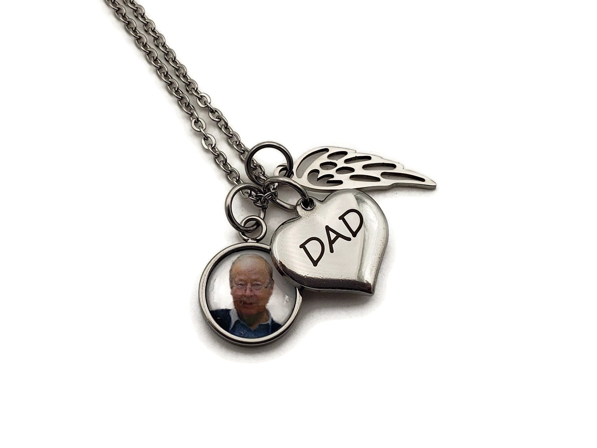 Loss of Father Memorial Photo Charm Necklace In Memory of Dad Etsy