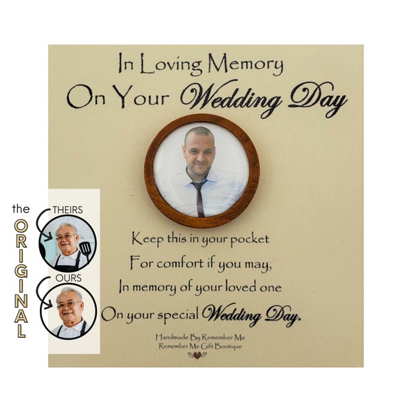 Custom Pocket Memory Stone, Personalized Memorial Stone with Photo, On Your Wedding Day Keepsake for Groom, Wedding Memorial Picture Charm