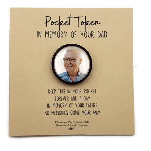 Sympathy Gift for Man, In Memory of Dad, Pocket Keepsake with Photo, Memorial Gifts for Men, Memory Pocket Stone, Photo Token, Remember Me