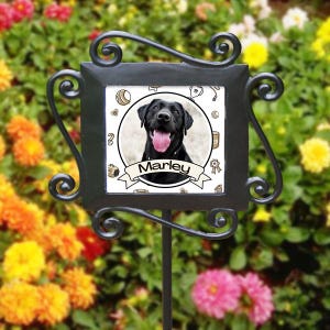 Personalized Pet Grave Marker, Pet Loss Gift Idea, Dog Memorial Stone, Dog Loss Gift, Pet Garden Flag Keepsake, Cartoon Rendering