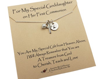 Goddaughter First Communion Gifts, Sterling Silver First Communion Necklace, Personalized Goddaughter Gift Ideas for Girls