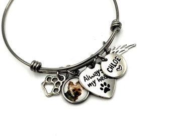 Pet Memorial Jewelry, Pet Memorial Photo Bracelet with Personalized Name, Dog Remembrance or Cat Memorial, Pet Loss Gift