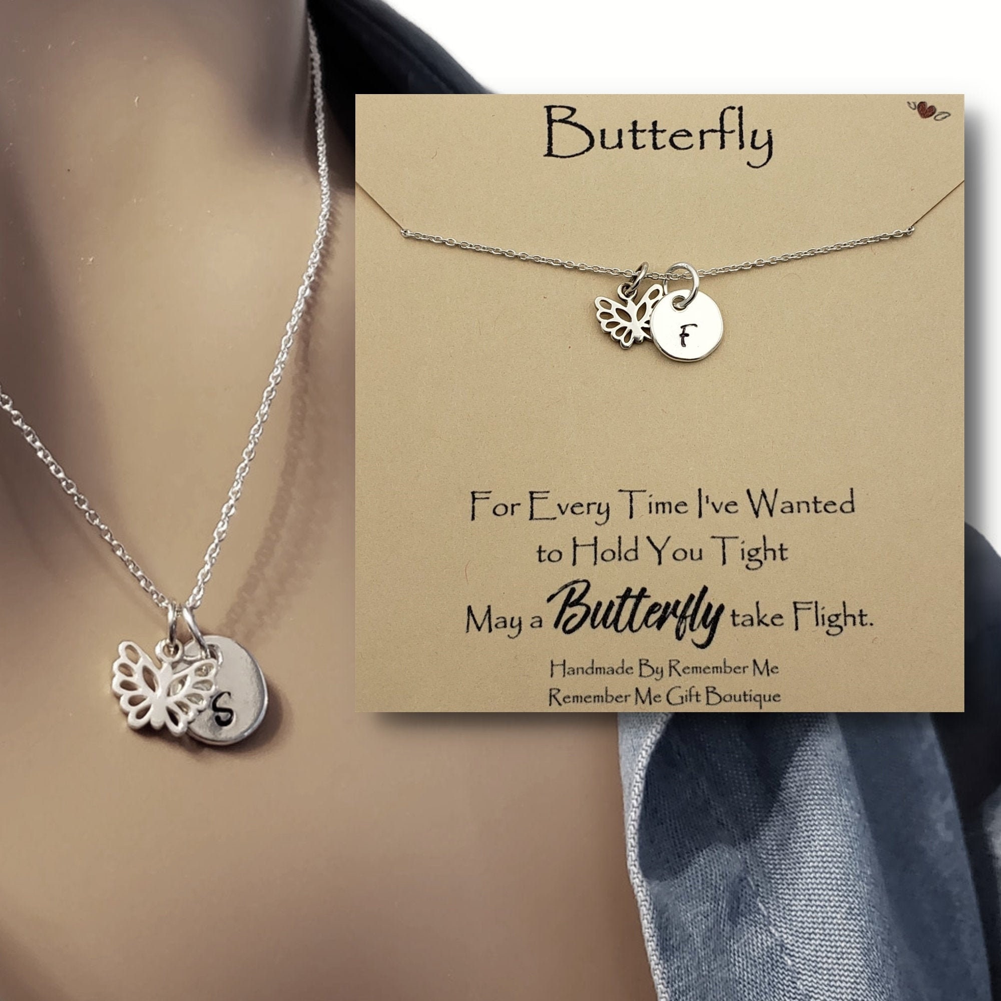 Butterfly Memorial Necklace Memorial Gift Remembrance Etsy