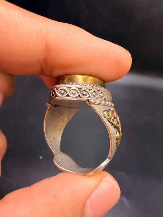 Islamic inscribed red agate ring – silver handcra… - image 3