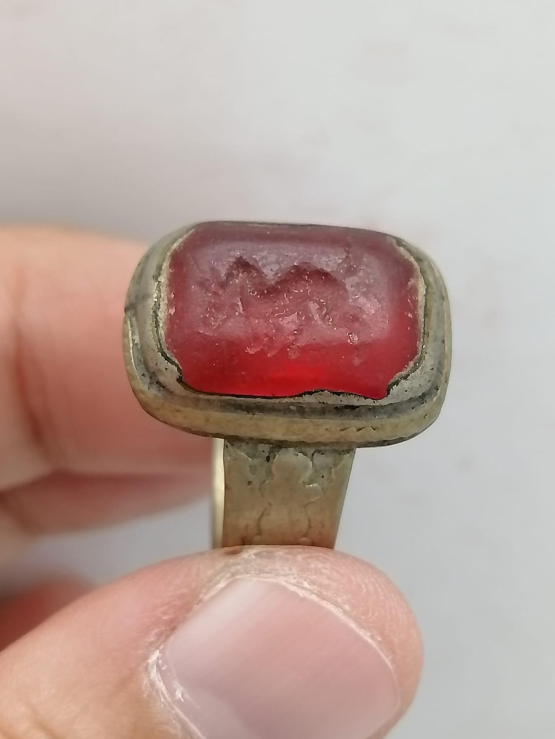Red Intaglio Camel Ring: Hand-carved Tribal Brass Artifact - Etsy