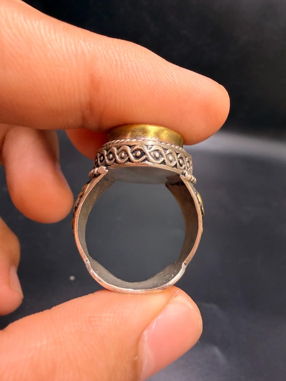 Islamic inscribed red agate ring – silver handcra… - image 4