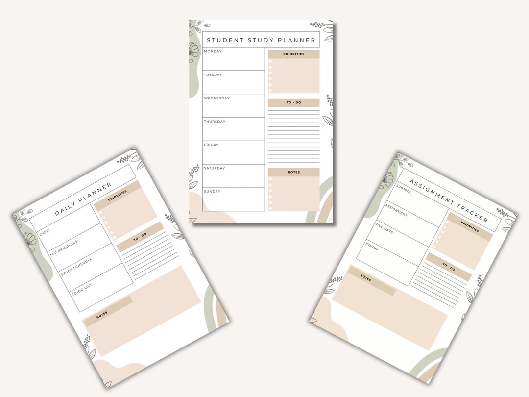 Student Study Planner | Daily & Weekly Planner Printable | Assignment ...