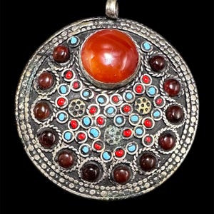 Vintage Afghan Carnelian Pendant • Ethnic Tribal Jewelry • Handcrafted Boho Necklace Piece