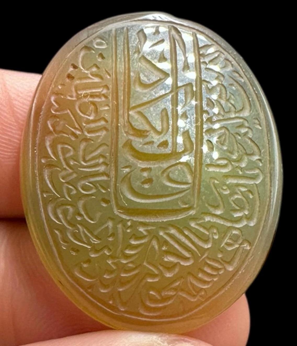 Old Unique Rare Islamic Green Agate Seal – Hand-carved Arabic ...