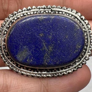 Vintage Afghan Genuine Lapis Lazuli Ring | Large Tribal Silver Oval Ring | Ancient Style Boho Statement Jewelry