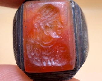 König Silber antike römische Achat Intaglio Siegelstein wunderbare Ring