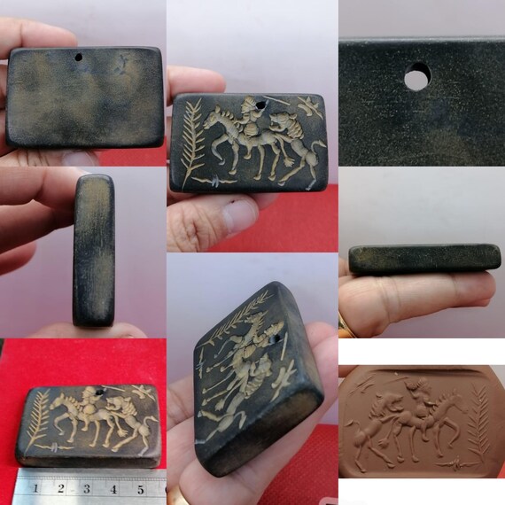 ローマ王の狩猟古代石の印章が刻まれた石のスタンプ - Etsy 日本
