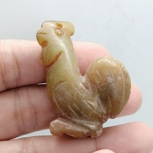 Antikes Jade Hahn Amulett | Handgeschnitzter Stammes-Vogel-Talisman-Anhänger