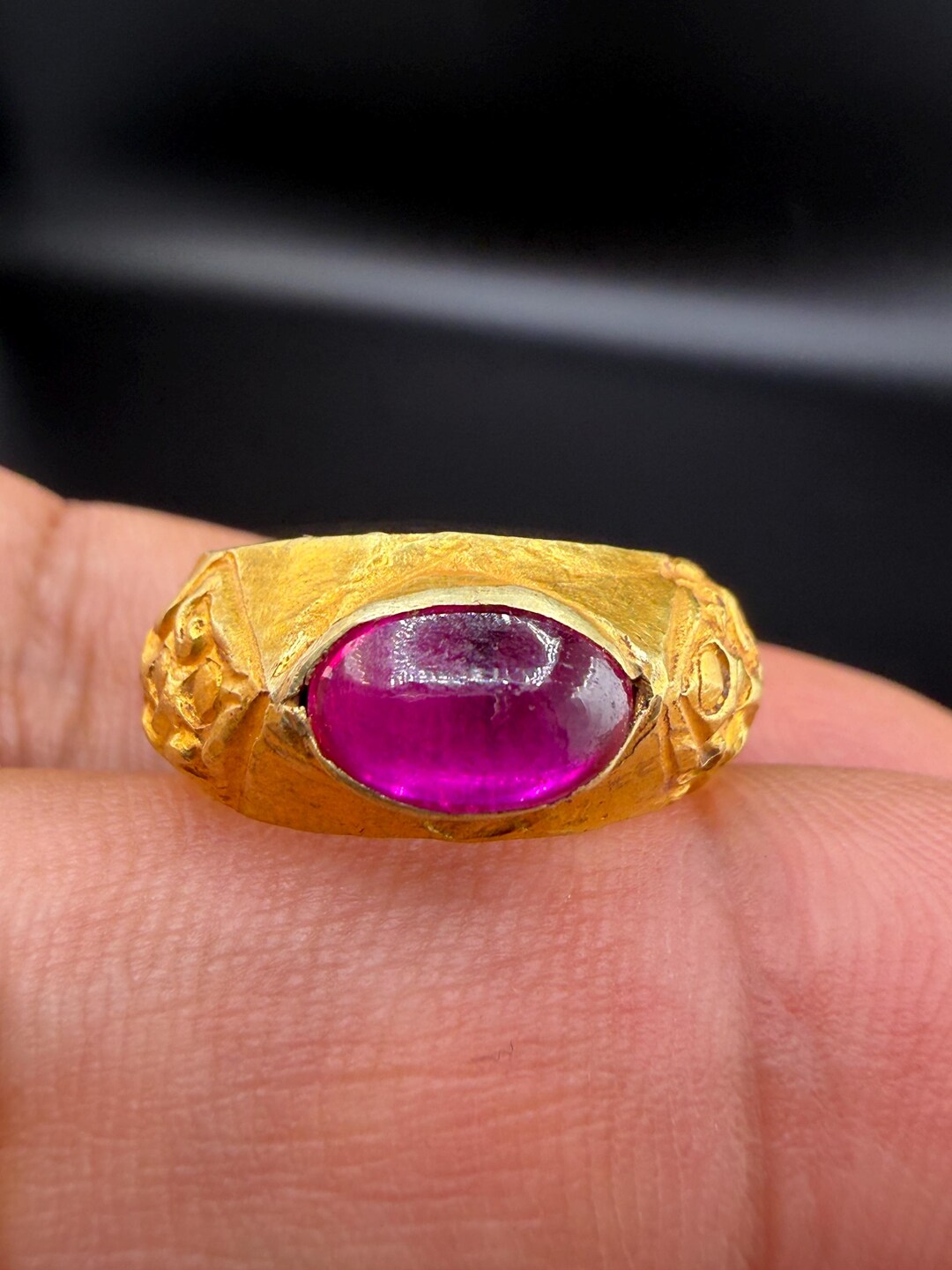 Antique Burmese 20K Gold Ring With Natural Ruby – Handcrafted Antique ...