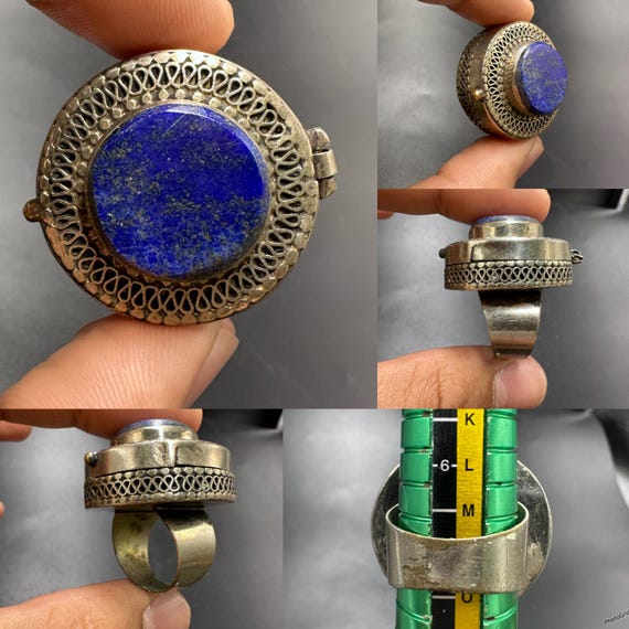 アフガニスタン　ラピスラズリ シルバーリング 深いブルーのラピスラズリを使用したヴィンテージのアフガニスタン製