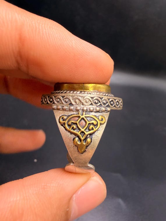 Islamic inscribed red agate ring – silver handcra… - image 5