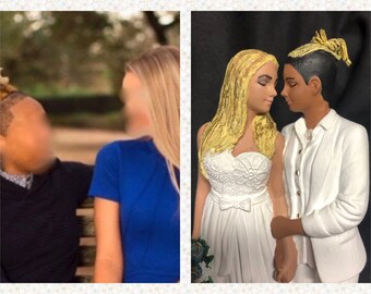 Custom Hairstyles Lesbian Wedding Cake Topper Long Short Etsy