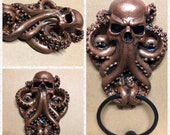 Cthulu Skull Door Knocker In Your Choice Color, Resin with Cast Iron Knocker