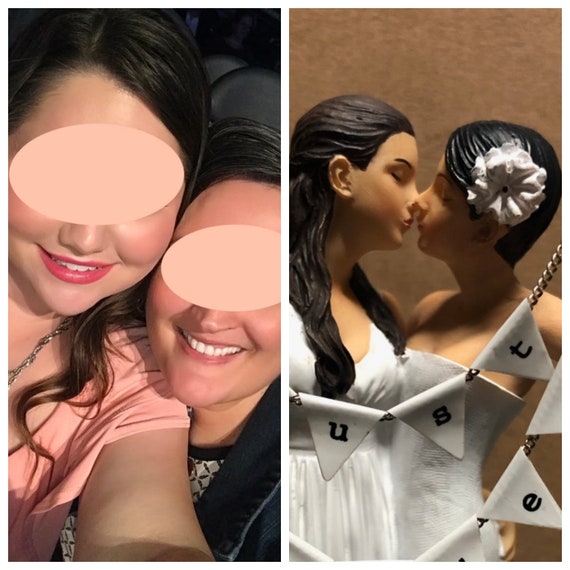 Custom Hairstyles Lesbian Wedding Cake Topper Long Short Etsy