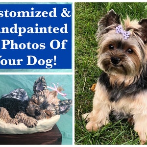 Custom Painted Figurine Only Yorkshire Terrier Pet Portrait Statue Figurine To Your Dog's Photo