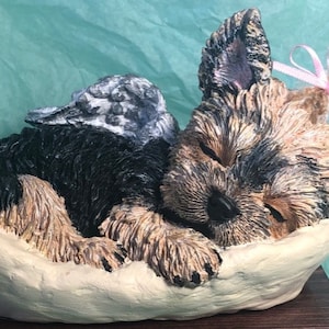 Custom Painted Figurine Only Yorkshire Terrier Pet Portrait Statue Figurine To Your Dog&#39;s Photo