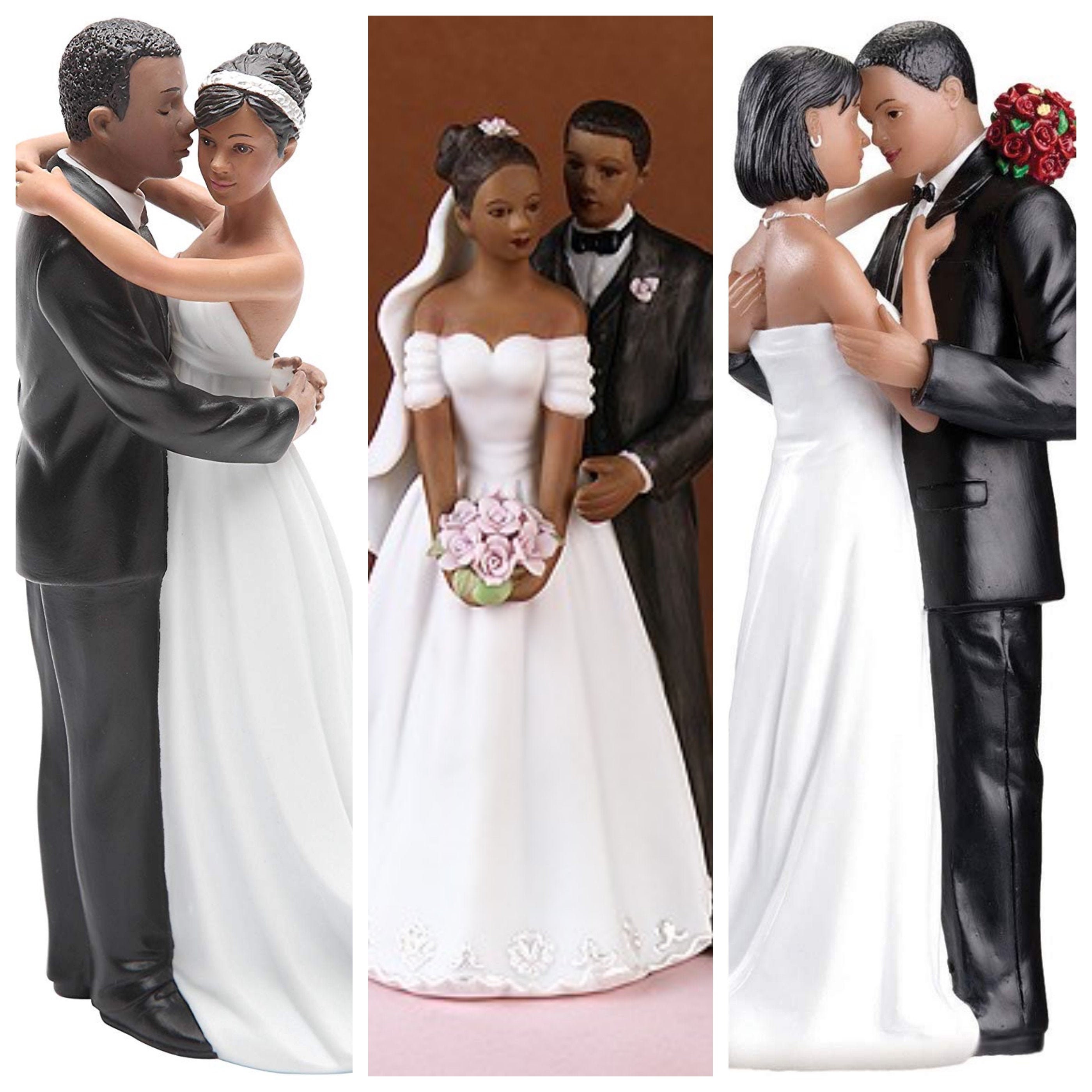 African American Wedding Couple Black Wedding Cake Topper Etsy