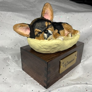 Handpainted Engraved Apple Head Chihuahua Urn Pet Portrait To Your Dog's Photo