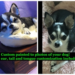 Urne für ein handgemaltes Chihuahua-Haustierporträt (Apple Head) nach Ihren Fotos