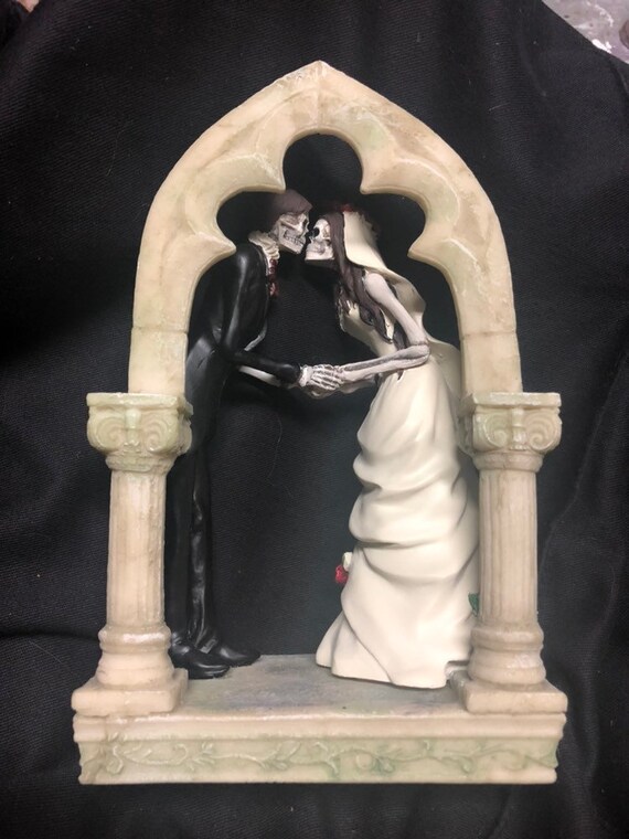 Custom Hairstyle Wedding Cake Topper Arch Skeleton Bride And Etsy