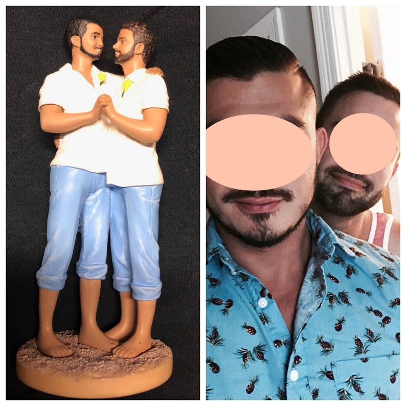 Custom Hairstyles Beach Gay Wedding Cake Topper Groom And Etsy