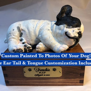 Custom Engraved French Bulldog Handpainted To Your Photos  Pet Urn To Your Dog's Photo
