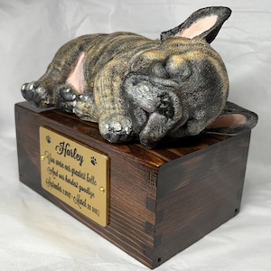 Custom Engraved French Bulldog Handpainted To Your Photos  Pet Urn To Your Dog's Photo