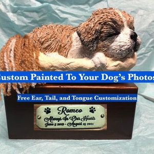 Custom Engraved Shih Tzu Lhasa Apso Pet Urn Cremation Memorial  To Your Dog&#39;s Photo