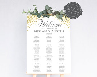 Gold Dots Wedding Seating Chart, Instant Download, 3 Sizes to Choose From