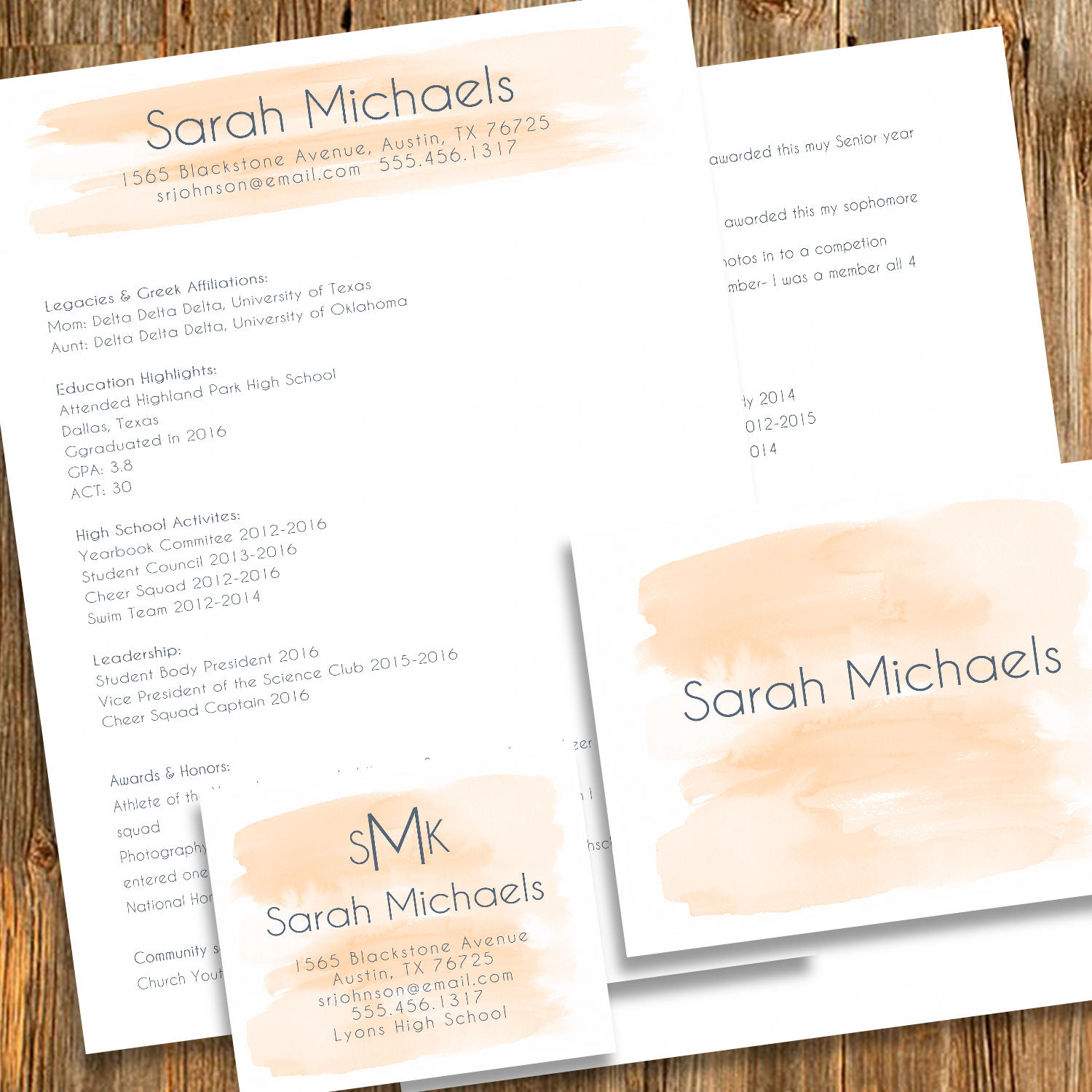 digital printable sorority recruitment packet with resume added