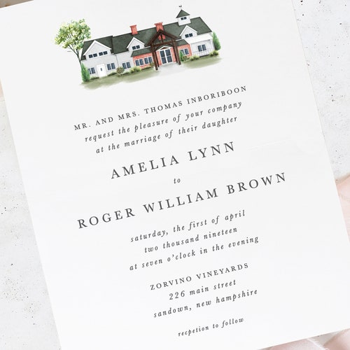 Custom Wedding shops Venue Illustration Invitation