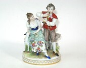 Antique Oldest Volkstedt Dresden German Porcelain Courting Couple Romantic Figurine Group Thuringia