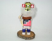 Hopi Pueblo Indian quot Road Runner quot Kachina Signed MC- Vintage Carved Painted Katsina Doll-As Is
