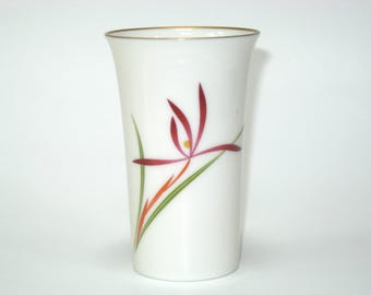 Fukagawa Hand Painted Orchid 4" Vase (or Yunomi/ Tea Cup?) MINT; Vintage Signed Koransha Mark Porcelain Japan