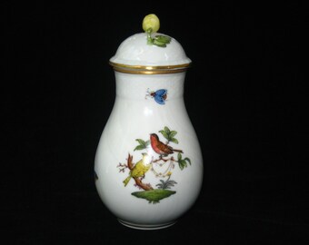 Herend Hungary ROTHSCHILD BIRD Sugar Shaker Screw Lid Yellow Rose Finial 1259/RO - Vintage 1st Quality Porcelain
