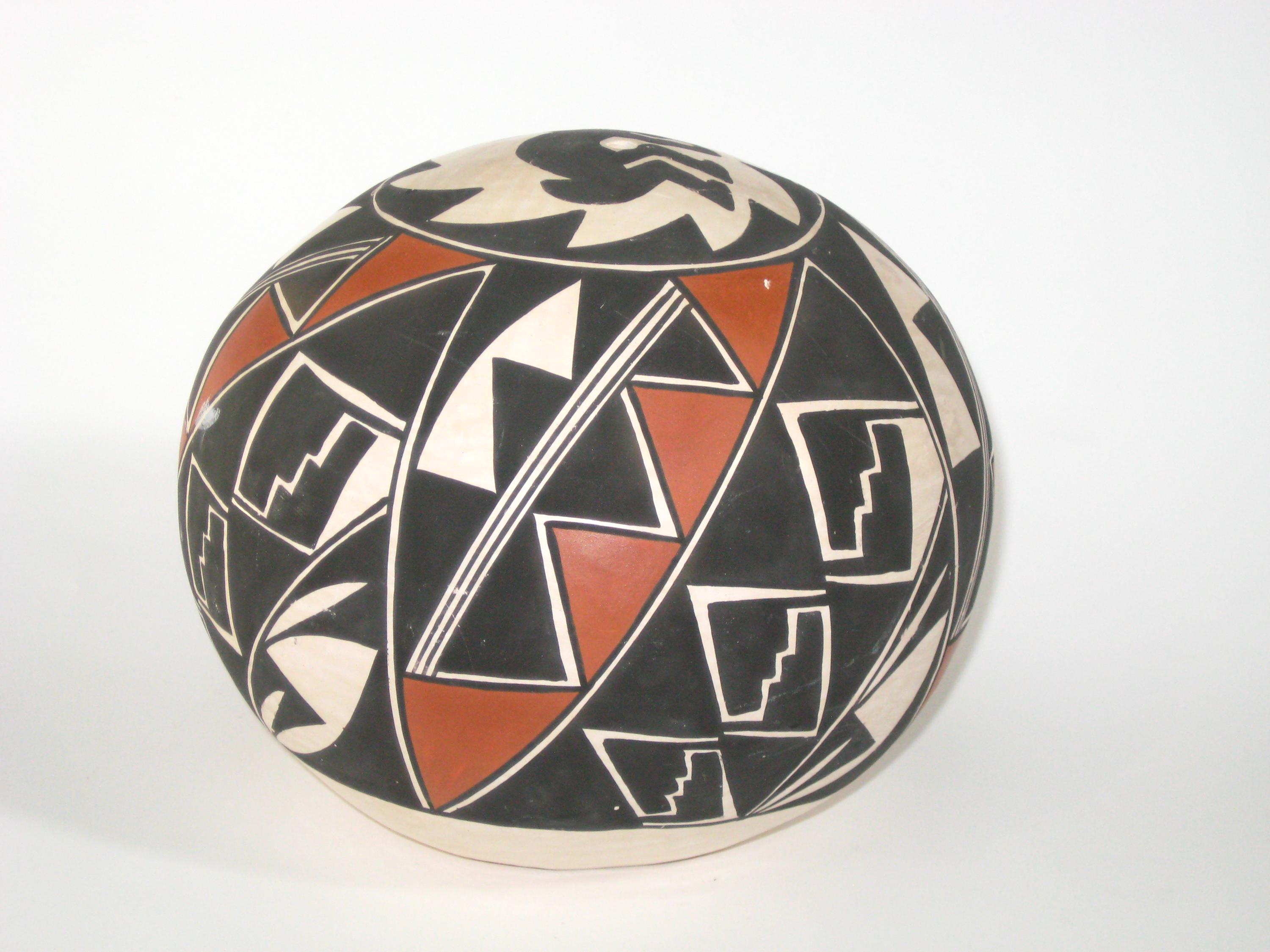 Artist Signed 'sal' Acoma Pueblo Hand Painted Polychrome Seed Jar Pot W ...