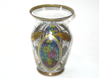 Haida Hermann Pautsch Bohemian Hand Painted Enamel & Gilt Art Glass Vase Antique Deco C. 1910-1920