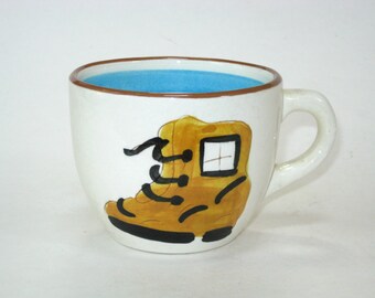 Stangl Kiddieware OLD WOMAN In The SHOE Child’s Cup w/ Shoe & Blue Band Rare