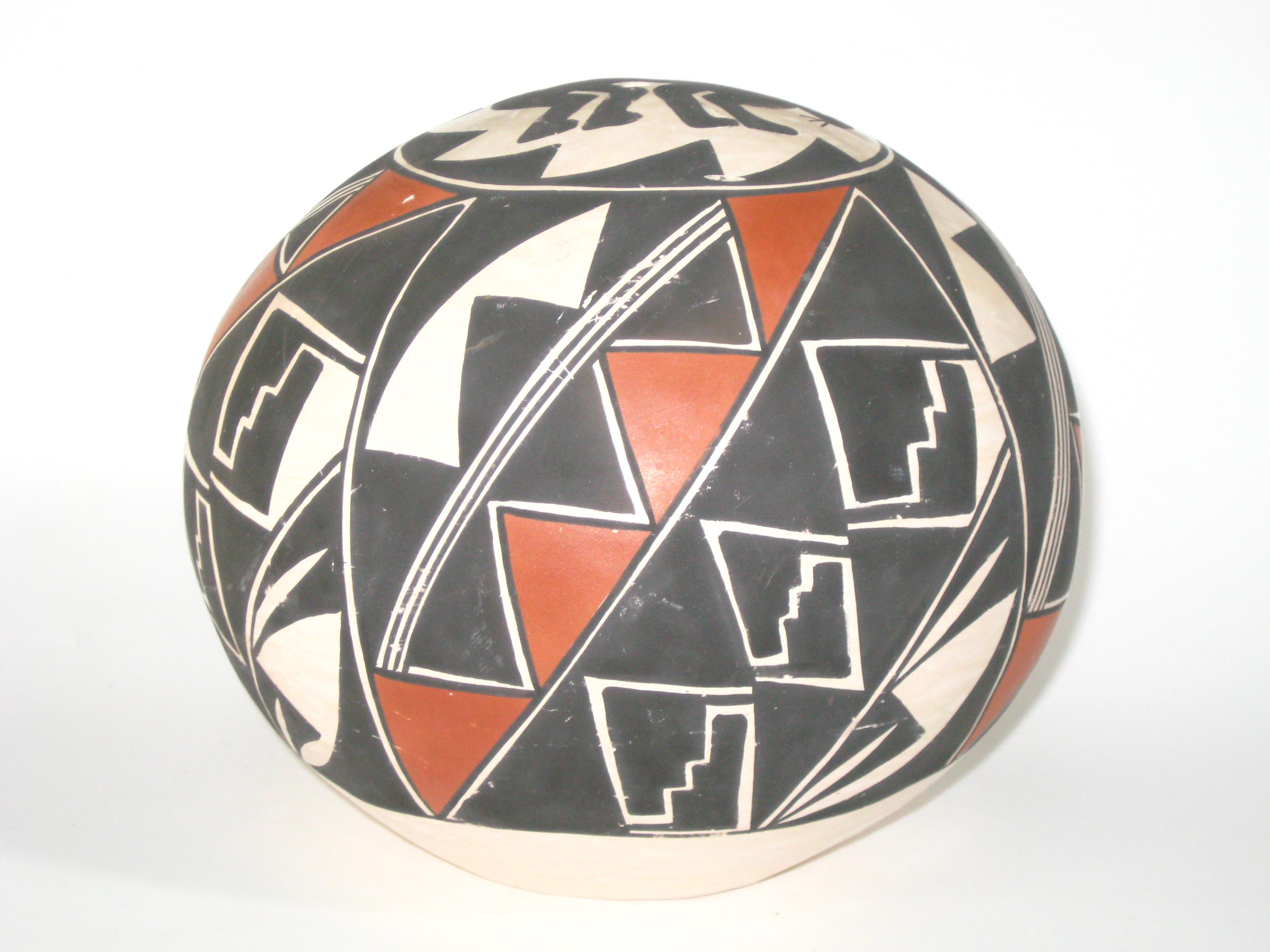 Artist Signed 'sal' Acoma Pueblo Hand Painted Polychrome Seed Jar Pot W ...