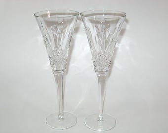 Par de copas de champán Waterford Crystal CELEBRATION-JOY para brindar; Vintage descontinuado - MENTA