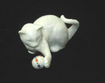 Lenox China Jewels Cat Playing with Ball Figurine - Mint