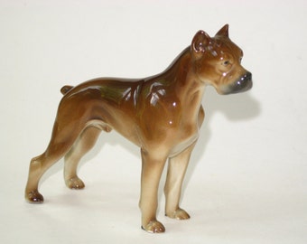 Figura de perro bóxer de Metzler & Ortloff, porcelana alemana, década de 1930