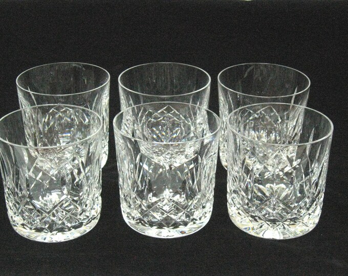 Set 6 Waterford Lismore Old Fashioned Glasses Gothic Mark Ireland EUC
