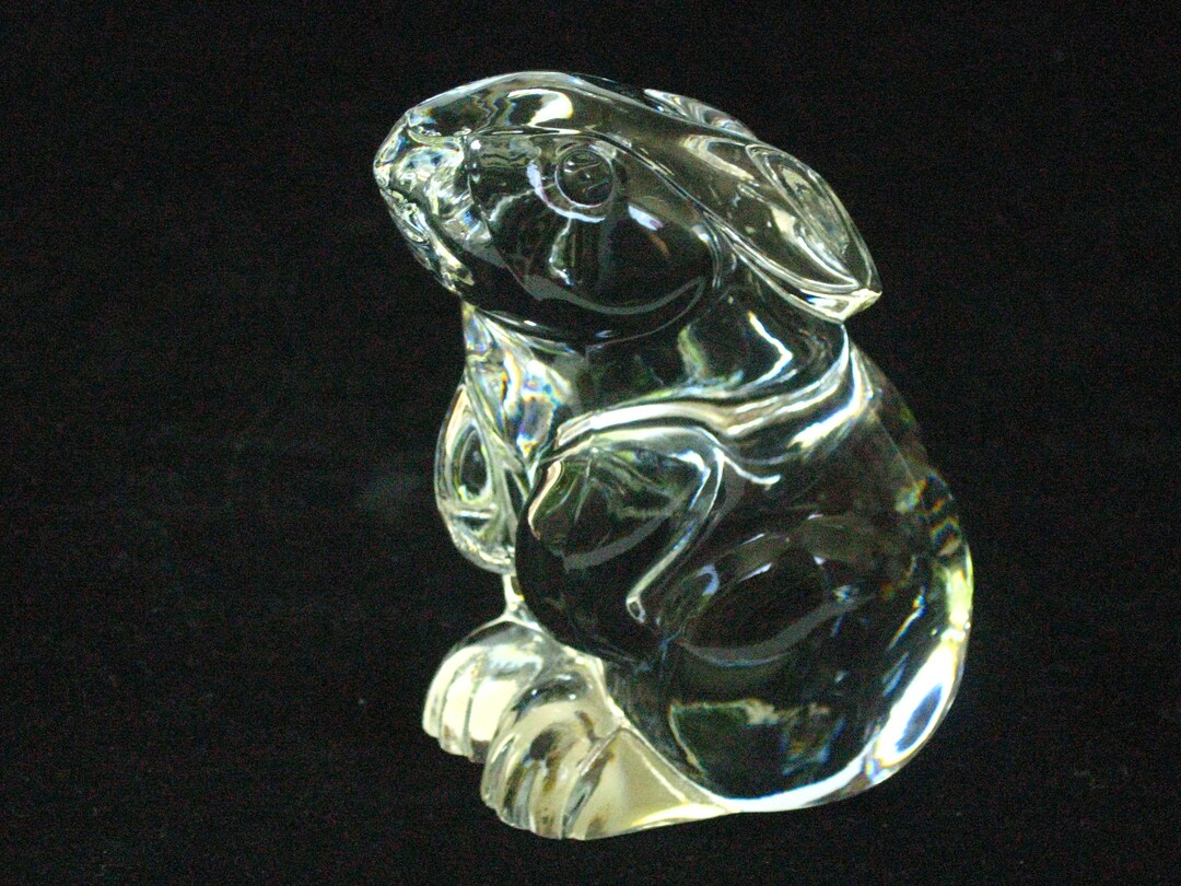 Baccarat Crystal Rabbit Figurine France Sitting Bunny Paperweight ...