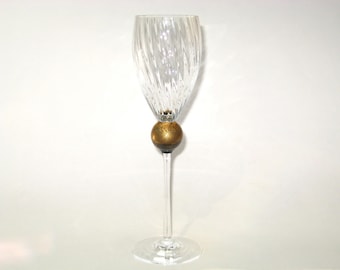 Union Street MANHATTAN 10+" Claret Wine Glass with Gold & BLACK Ball Stem - Multiple Available - Studio Art Goblet